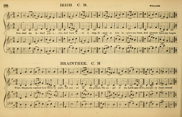 The American Vocalist: a selection of tunes, anthems, sentences, and hymns, old and new: designed for the church, the vestry, or the parlor; adapted to every variety of metre in common use. (Rev. ed.) page 98