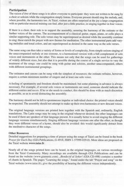Bendigo al Señor: cánones, ostinatos, aclamacines y cantos de taizé page 12