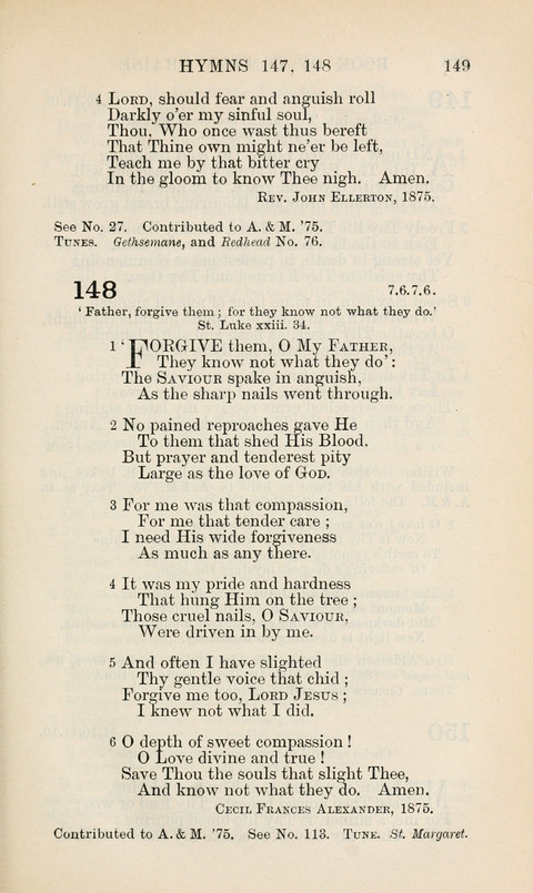 The Book of Common Praise: being the Hymn Book of the Church of England in Canada. Annotated edition page 149