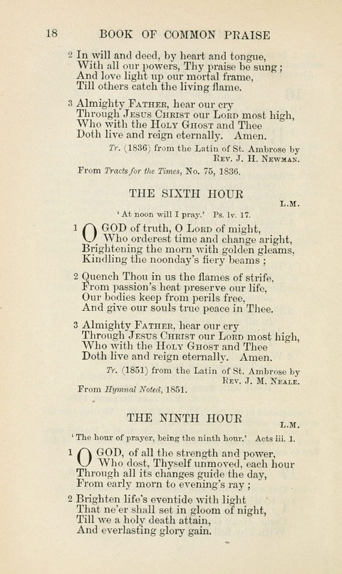 The Book of Common Praise: being the Hymn Book of the Church of England in Canada. Annotated edition page 18