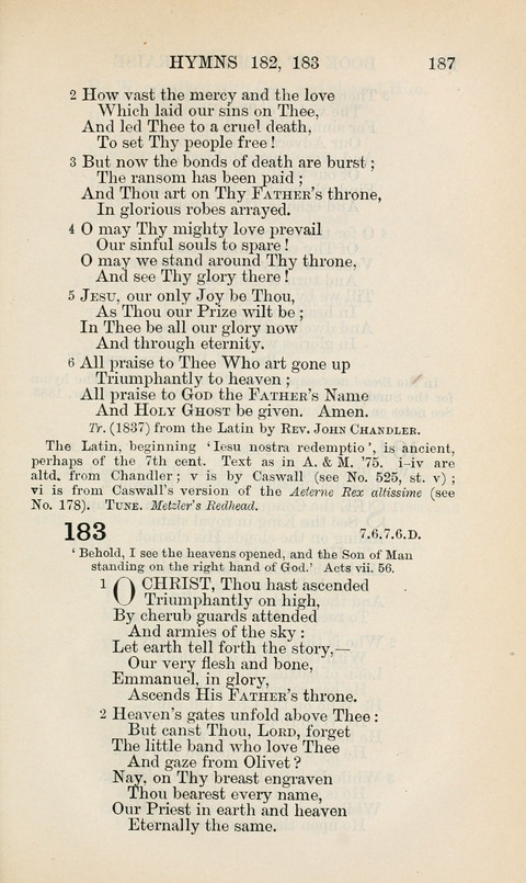 The Book of Common Praise: being the Hymn Book of the Church of England in Canada. Annotated edition page 187