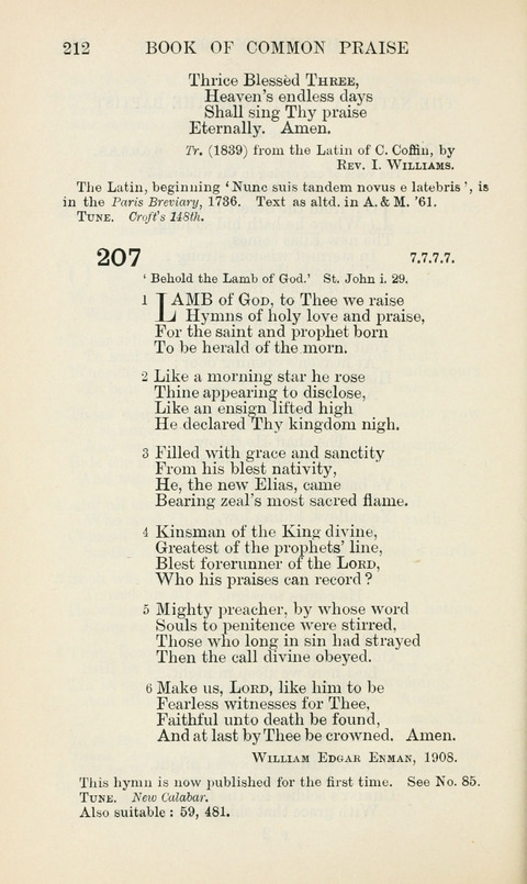 The Book of Common Praise: being the Hymn Book of the Church of England in Canada. Annotated edition page 212