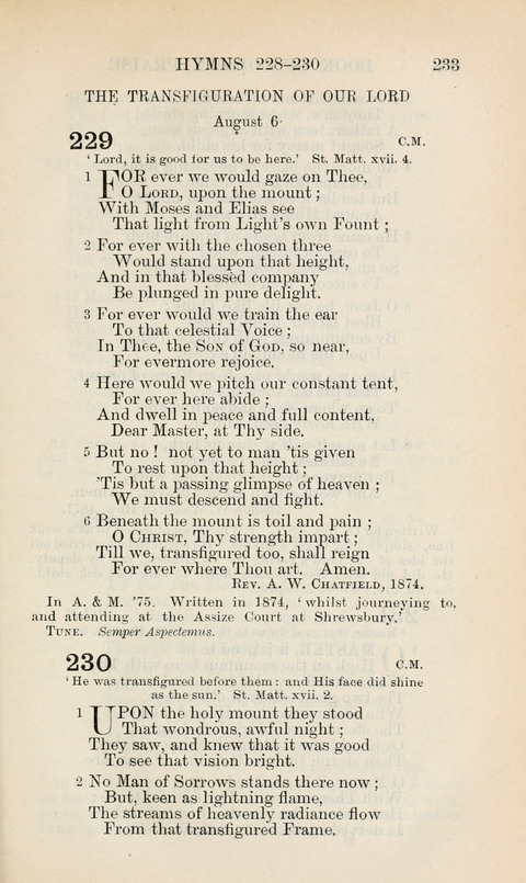 The Book of Common Praise: being the Hymn Book of the Church of England in Canada. Annotated edition page 233