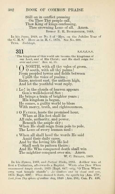 The Book of Common Praise: being the Hymn Book of the Church of England in Canada. Annotated edition page 302