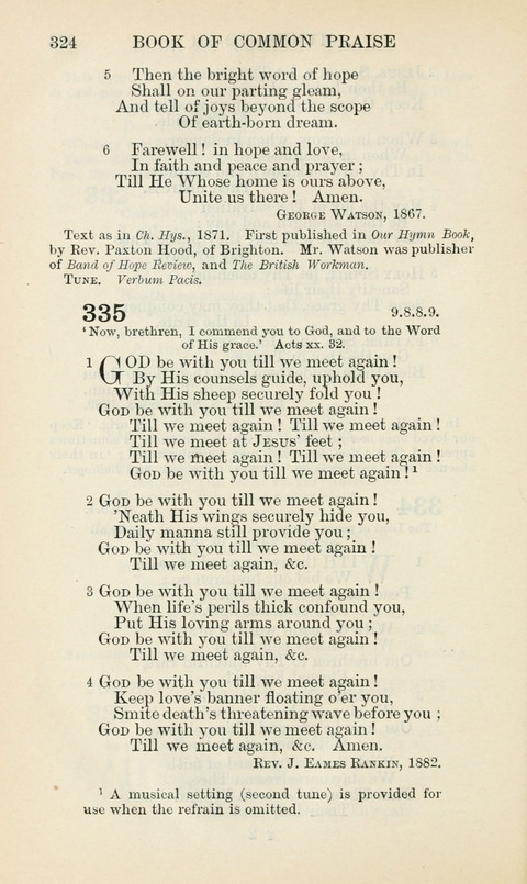 The Book of Common Praise: being the Hymn Book of the Church of England in Canada. Annotated edition page 324