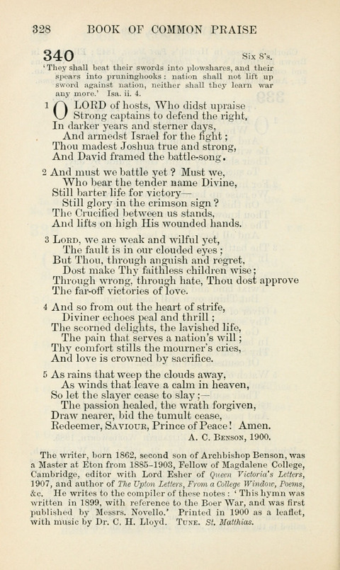 The Book of Common Praise: being the Hymn Book of the Church of England in Canada. Annotated edition page 328