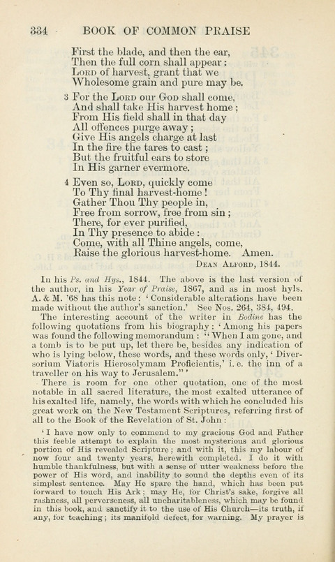 The Book of Common Praise: being the Hymn Book of the Church of England in Canada. Annotated edition page 334
