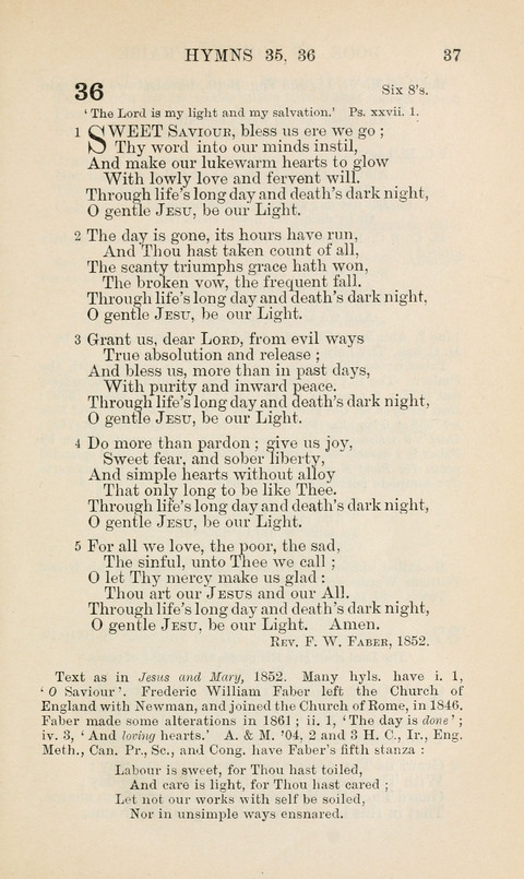 The Book of Common Praise: being the Hymn Book of the Church of England in Canada. Annotated edition page 37