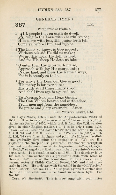 The Book of Common Praise: being the Hymn Book of the Church of England in Canada. Annotated edition page 377