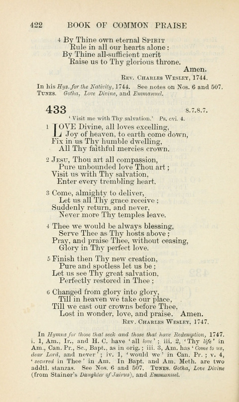 The Book of Common Praise: being the Hymn Book of the Church of England in Canada. Annotated edition page 422