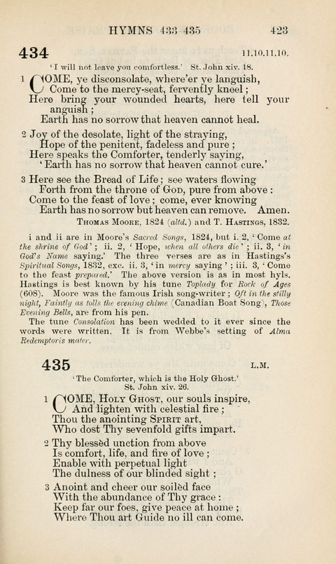 The Book of Common Praise: being the Hymn Book of the Church of England in Canada. Annotated edition page 423