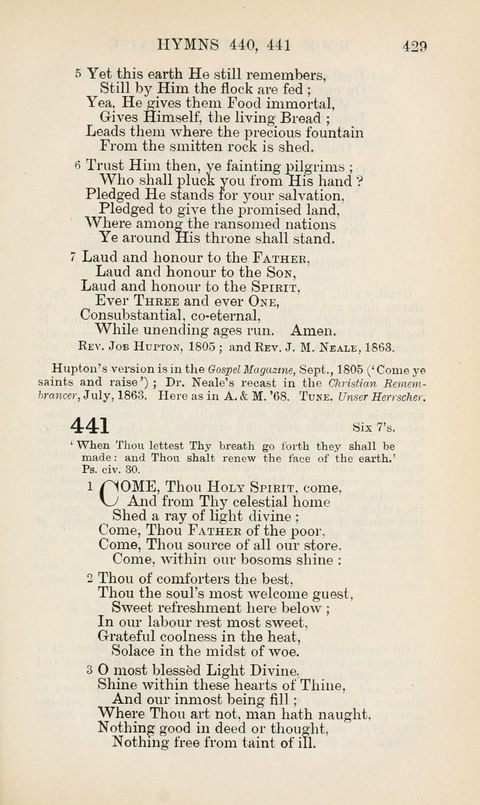 The Book of Common Praise: being the Hymn Book of the Church of England in Canada. Annotated edition page 429