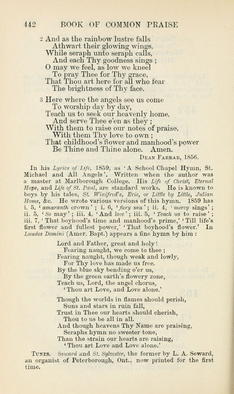 The Book of Common Praise: being the Hymn Book of the Church of England in Canada. Annotated edition page 442
