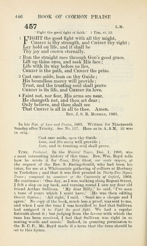 The Book of Common Praise: being the Hymn Book of the Church of England in Canada. Annotated edition page 446