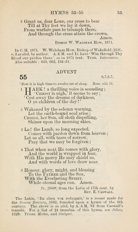 The Book of Common Praise: being the Hymn Book of the Church of England in Canada. Annotated edition page 55