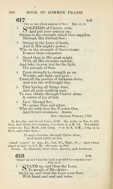The Book of Common Praise: being the Hymn Book of the Church of England in Canada. Annotated edition page 592