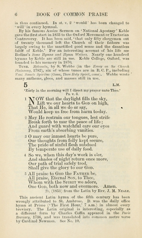 The Book of Common Praise: being the Hymn Book of the Church of England in Canada. Annotated edition page 6