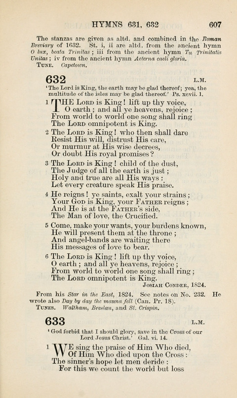 The Book of Common Praise: being the Hymn Book of the Church of England in Canada. Annotated edition page 607