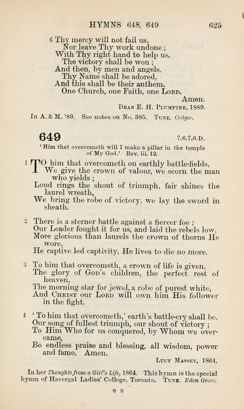 The Book of Common Praise: being the Hymn Book of the Church of England in Canada. Annotated edition page 625
