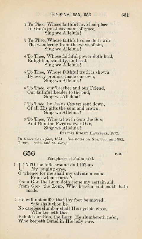 The Book of Common Praise: being the Hymn Book of the Church of England in Canada. Annotated edition page 631