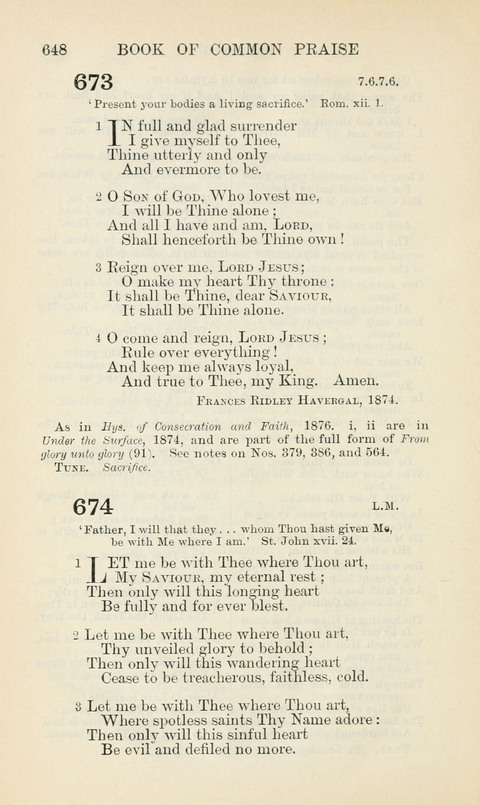 The Book of Common Praise: being the Hymn Book of the Church of England in Canada. Annotated edition page 648