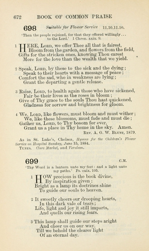 The Book of Common Praise: being the Hymn Book of the Church of England in Canada. Annotated edition page 672