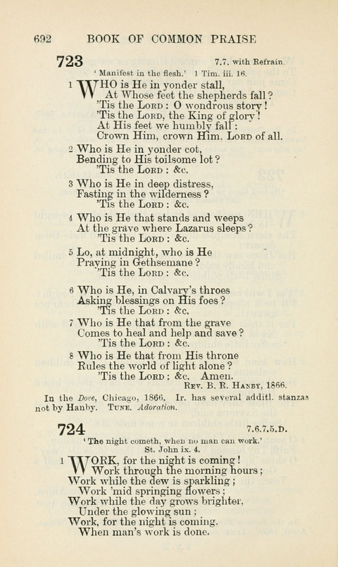 The Book of Common Praise: being the Hymn Book of the Church of England in Canada. Annotated edition page 692