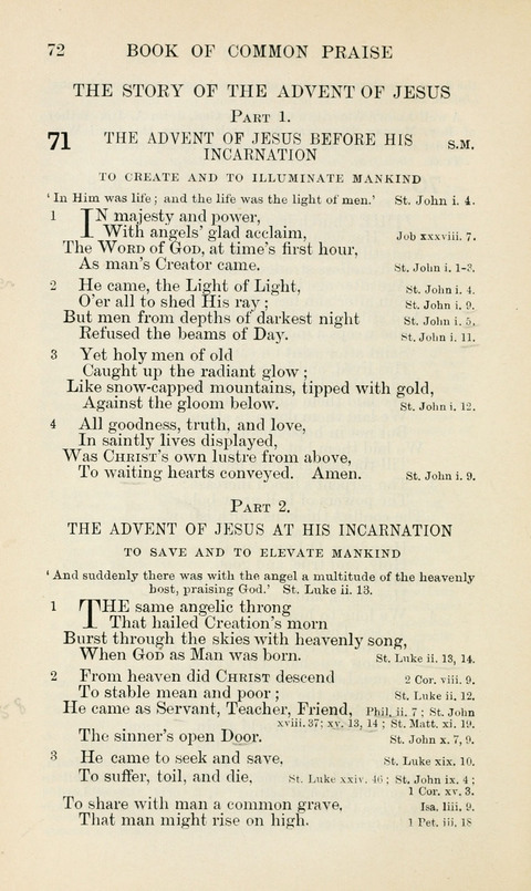 The Book of Common Praise: being the Hymn Book of the Church of England in Canada. Annotated edition page 72