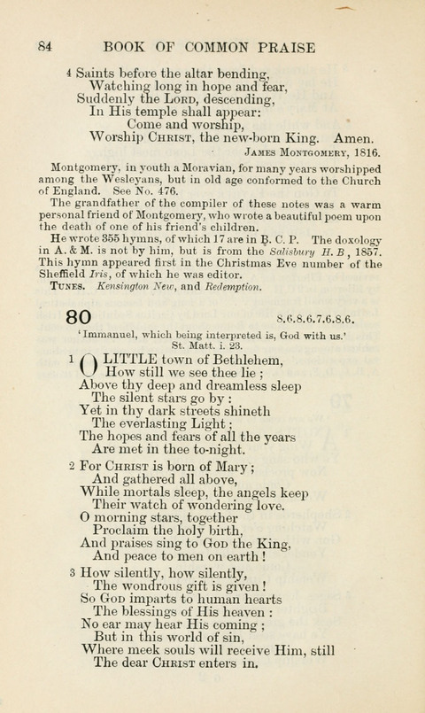 The Book of Common Praise: being the Hymn Book of the Church of England in Canada. Annotated edition page 84
