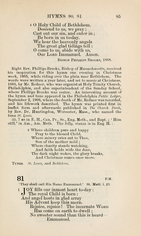 The Book of Common Praise: being the Hymn Book of the Church of England in Canada. Annotated edition page 85