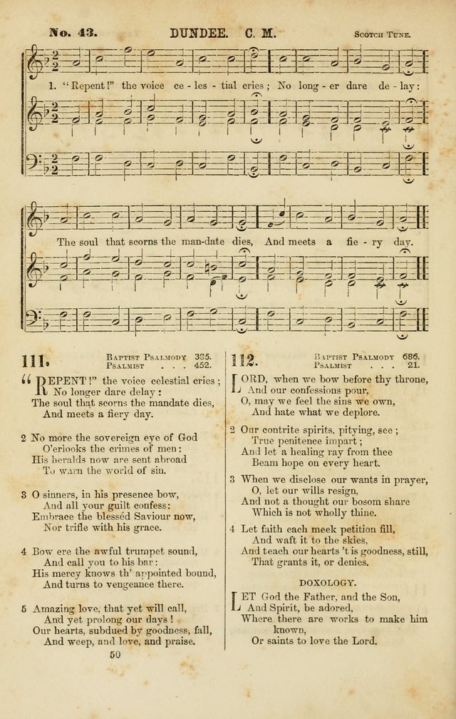 Baptist Chorals: a tune and hymn book designed to promote general congregational singing; containing one hundred and sixty four tunes adapted to about four hundred choice hymns  page 57
