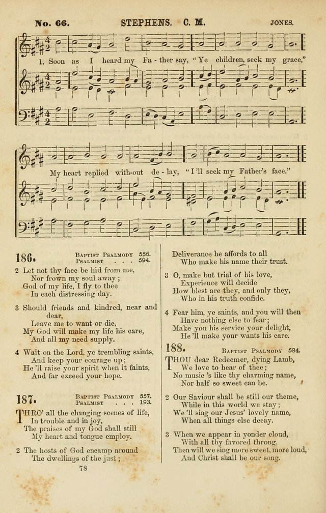 Baptist Chorals: a tune and hymn book designed to promote general congregational singing; containing one hundred and sixty four tunes adapted to about four hundred choice hymns  page 85