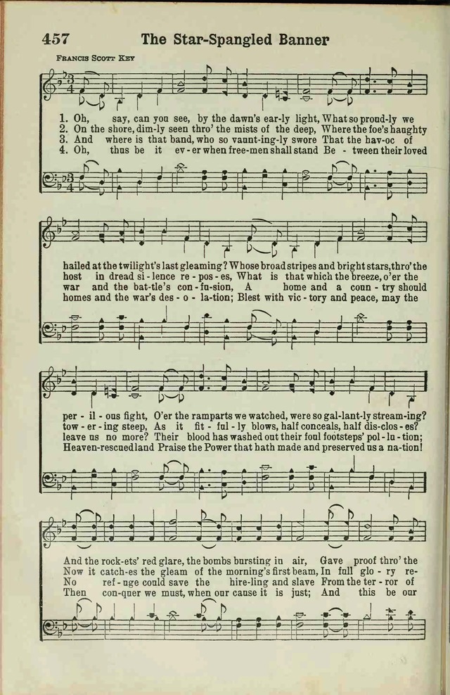 The Broadman Hymnal 457. Oh, say can you see by the dawn's early light ...