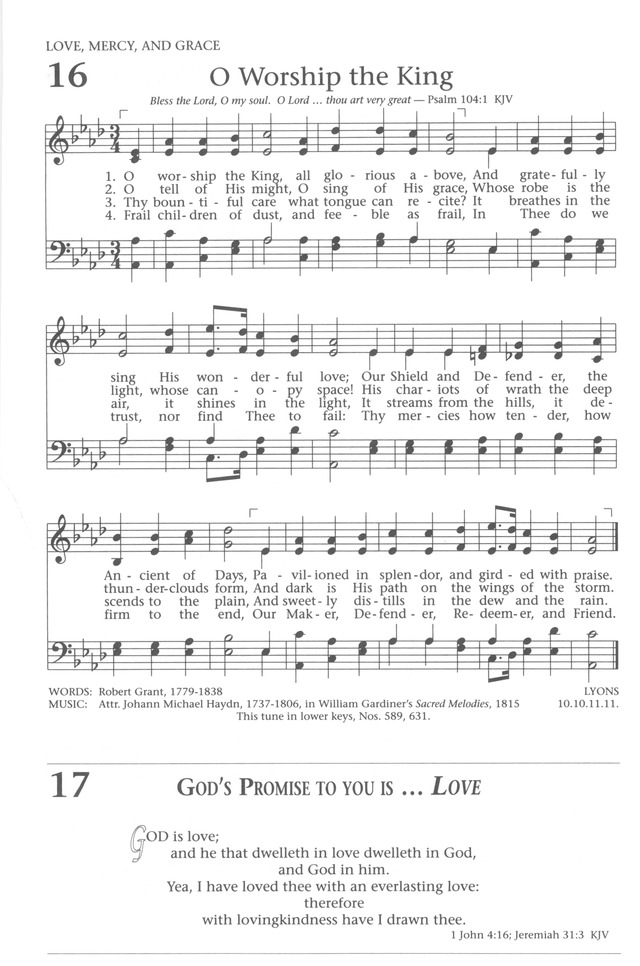 Baptist Hymnal 1991 page 16