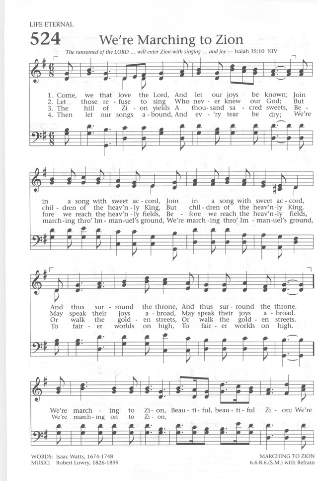 Baptist Hymnal 1991 524. Come, we that love the Lord | Hymnary.org
