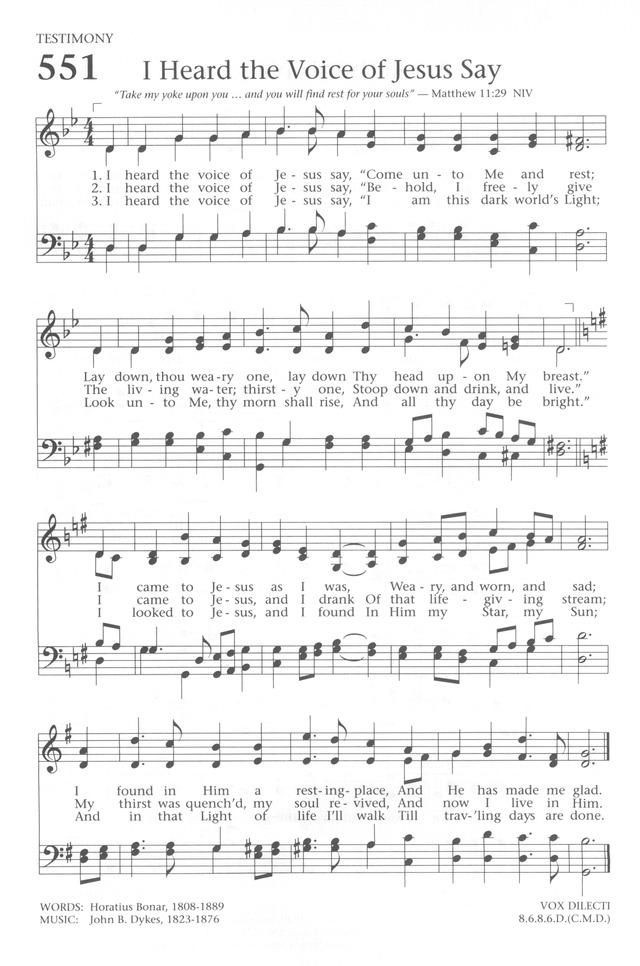 Baptist Hymnal 1991 551. I heard the voice of Jesus say