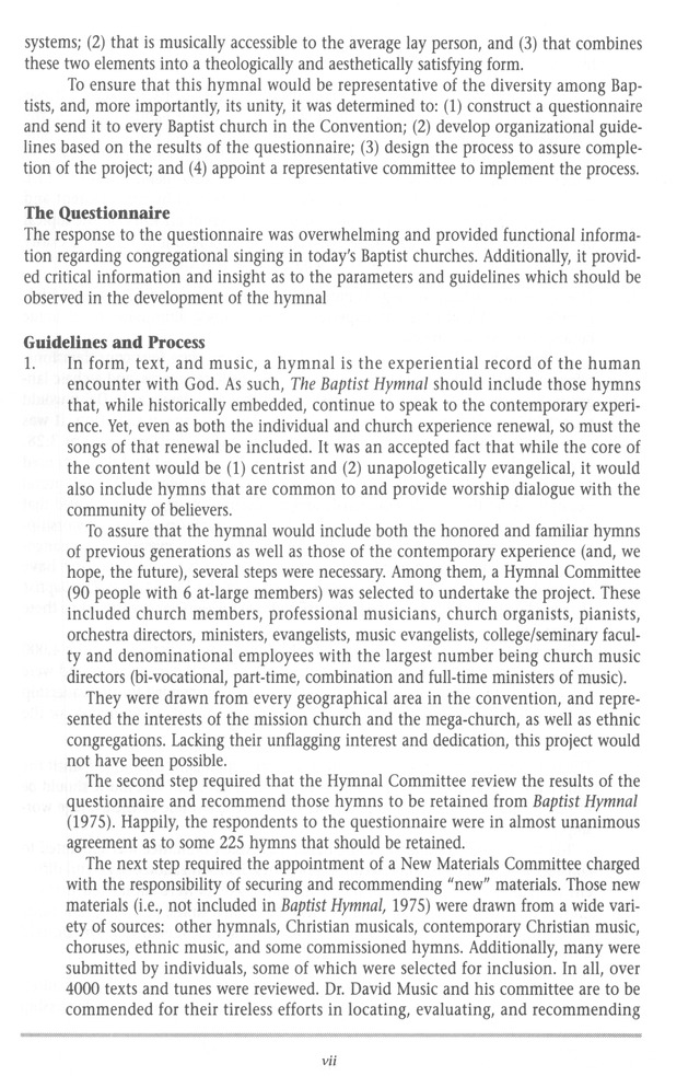 Baptist Hymnal 1991 page v