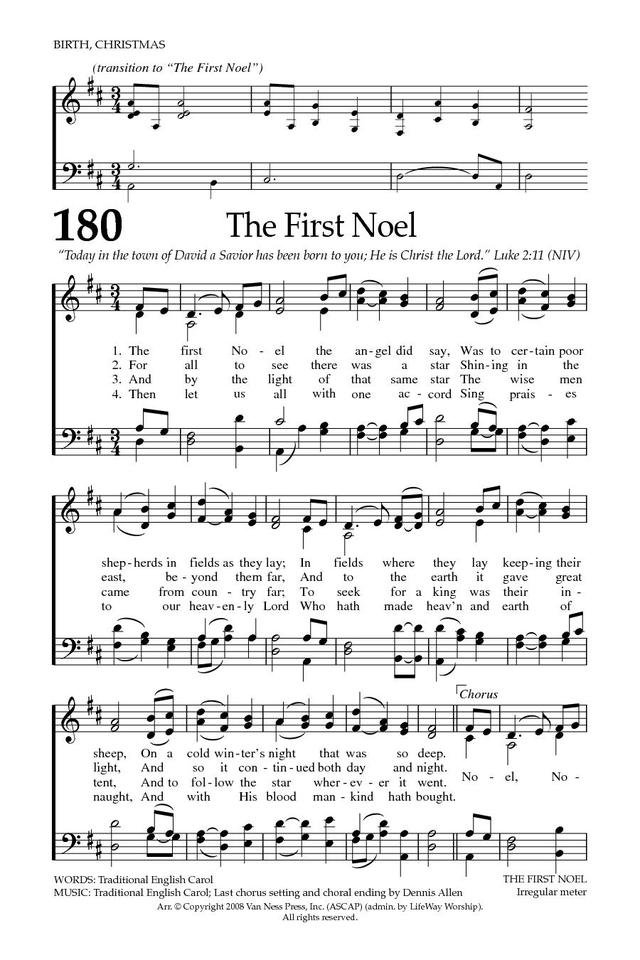 Baptist Hymnal 2008 180. The first Noel the angels did say | Hymnary.org