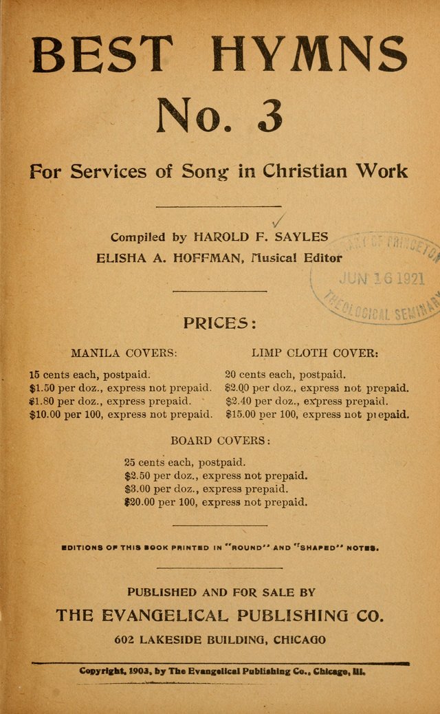 Best Hymns No. 3: for services of song in Christian work page v