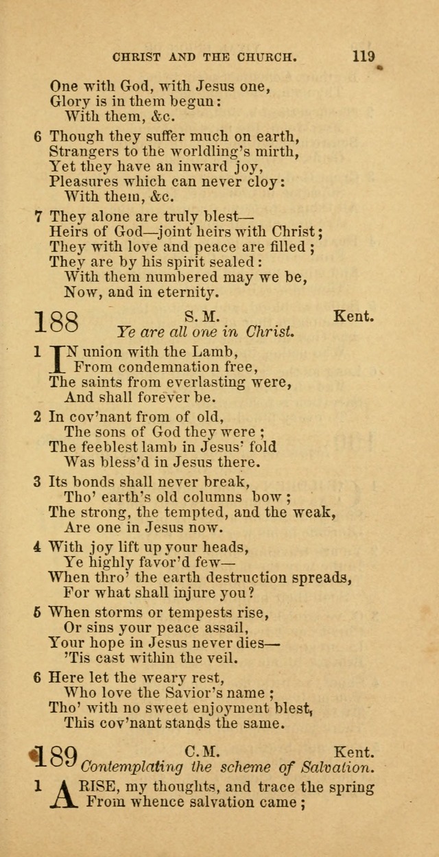 The Baptist Hymn Book: comprising a large and choice collection of psalms, hymns and spiritual songs, adapted to the faith and order of the Old School, or Primitive Baptists (2nd stereotype Ed.) page 119