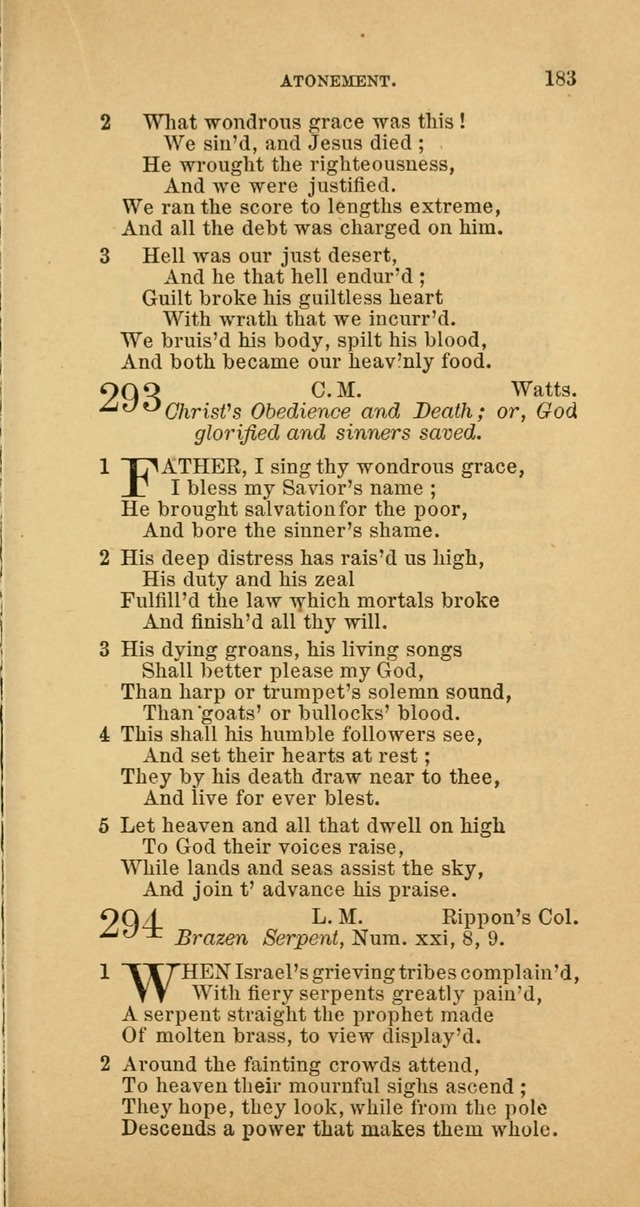 The Baptist Hymn Book: comprising a large and choice collection of psalms, hymns and spiritual songs, adapted to the faith and order of the Old School, or Primitive Baptists (2nd stereotype Ed.) page 183