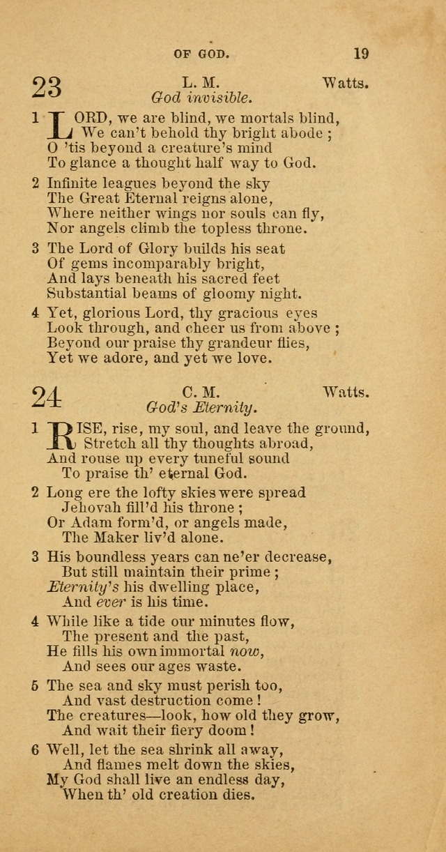 The Baptist Hymn Book: comprising a large and choice collection of psalms, hymns and spiritual songs, adapted to the faith and order of the Old School, or Primitive Baptists (2nd stereotype Ed.) page 19