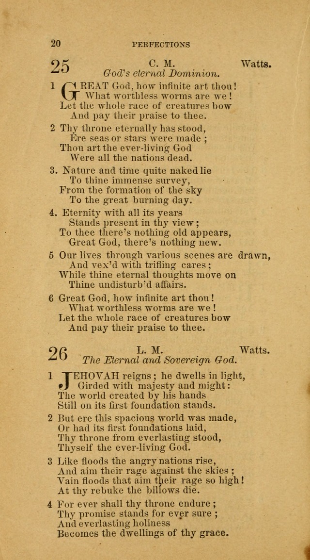 The Baptist Hymn Book: comprising a large and choice collection of psalms, hymns and spiritual songs, adapted to the faith and order of the Old School, or Primitive Baptists (2nd stereotype Ed.) page 20