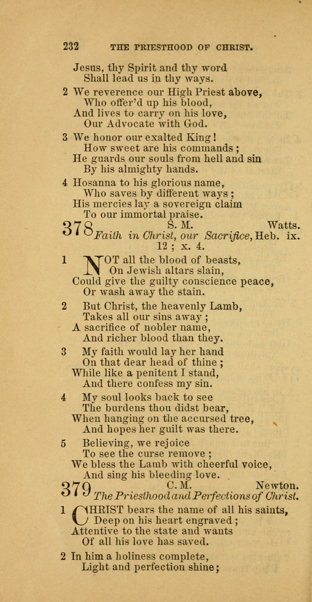 The Baptist Hymn Book: comprising a large and choice collection of psalms, hymns and spiritual songs, adapted to the faith and order of the Old School, or Primitive Baptists (2nd stereotype Ed.) page 232
