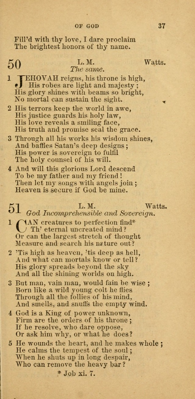 The Baptist Hymn Book: comprising a large and choice collection of psalms, hymns and spiritual songs, adapted to the faith and order of the Old School, or Primitive Baptists (2nd stereotype Ed.) page 37