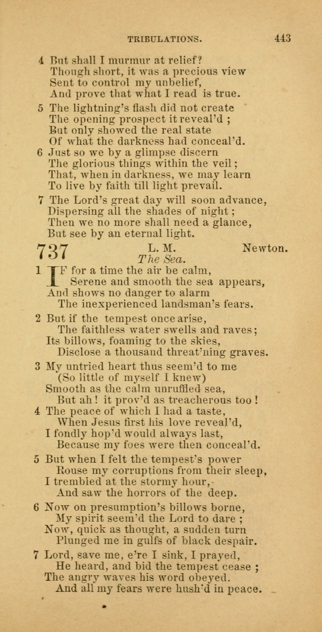 The Baptist Hymn Book: comprising a large and choice collection of psalms, hymns and spiritual songs, adapted to the faith and order of the Old School, or Primitive Baptists (2nd stereotype Ed.) page 445