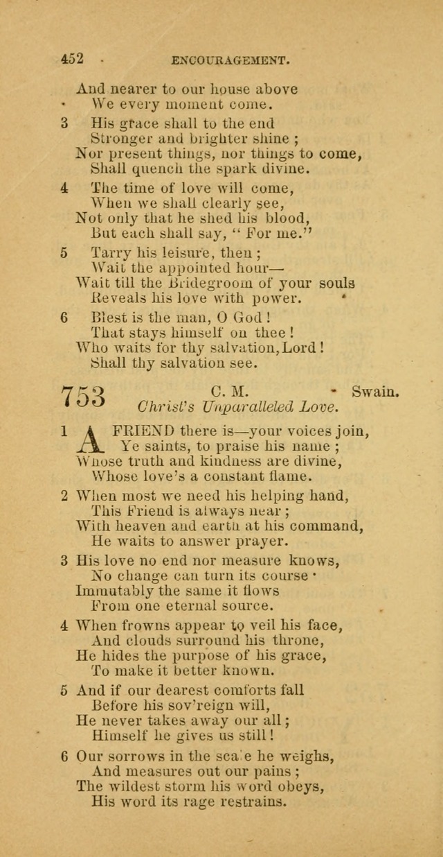 The Baptist Hymn Book: comprising a large and choice collection of psalms, hymns and spiritual songs, adapted to the faith and order of the Old School, or Primitive Baptists (2nd stereotype Ed.) page 454