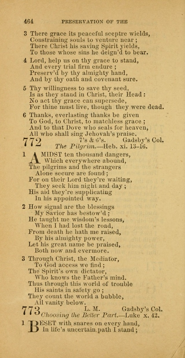 The Baptist Hymn Book: comprising a large and choice collection of psalms, hymns and spiritual songs, adapted to the faith and order of the Old School, or Primitive Baptists (2nd stereotype Ed.) page 466