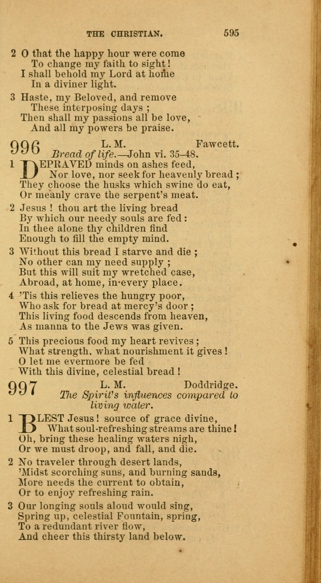 The Baptist Hymn Book: comprising a large and choice collection of psalms, hymns and spiritual songs, adapted to the faith and order of the Old School, or Primitive Baptists (2nd stereotype Ed.) page 597