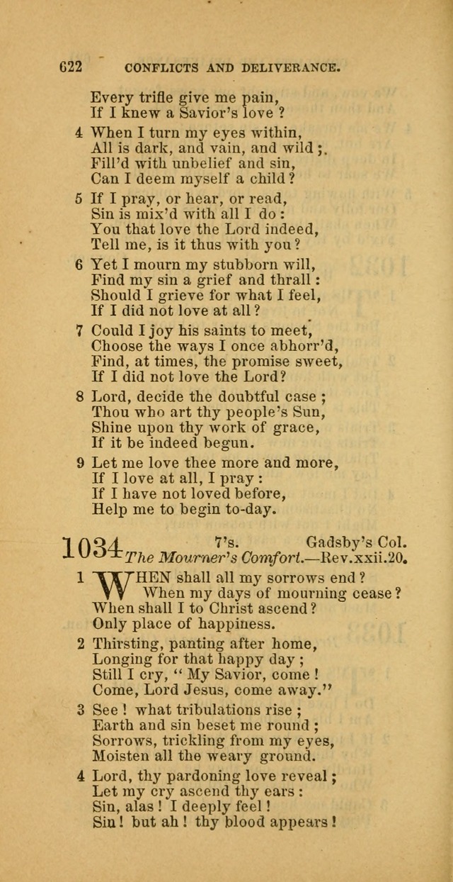 The Baptist Hymn Book: comprising a large and choice collection of psalms, hymns and spiritual songs, adapted to the faith and order of the Old School, or Primitive Baptists (2nd stereotype Ed.) page 624